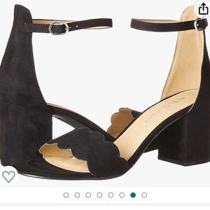 Chinese Laundry Jayne Scalloped Block Heel Sandal Black Size 8